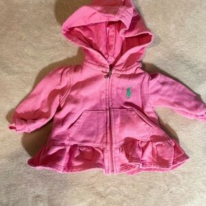 Ralph Lauren Pink Baby Hoodie with Green Emblem